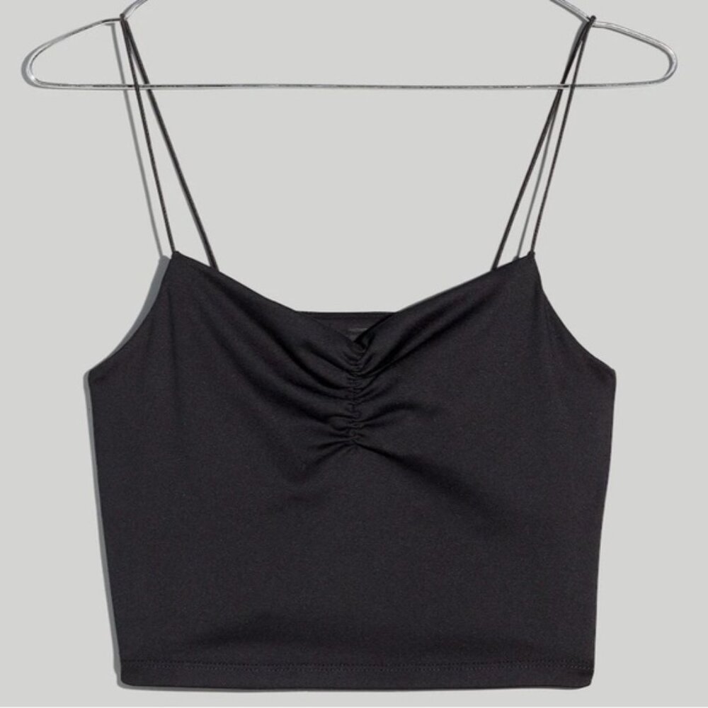 Madewell Women's Flex Sweetheart Crop Tank Top Black Size S
